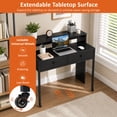 thumbnail image 3 of Extendable Computer Desk with 2 Drawers, Home Office Desk with Pull Out Secondary Desk for Study,Working,Writing，Black, 3 of 9