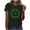 Black, variant on St Patricks Day Wreath T Shirt Women Clover Circle Graphic Tees Short Sleeve Black Tops Festive Holiday Blouse