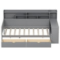 thumbnail image 6 of Tcbosik Full Size Corner Bed Frame with Writing Desk, Daybed with Open Shelves and 2 Storage Drawers, Sofa Bed for Living Room, Bedroom, Easy Assembly, Gray, 6 of 9