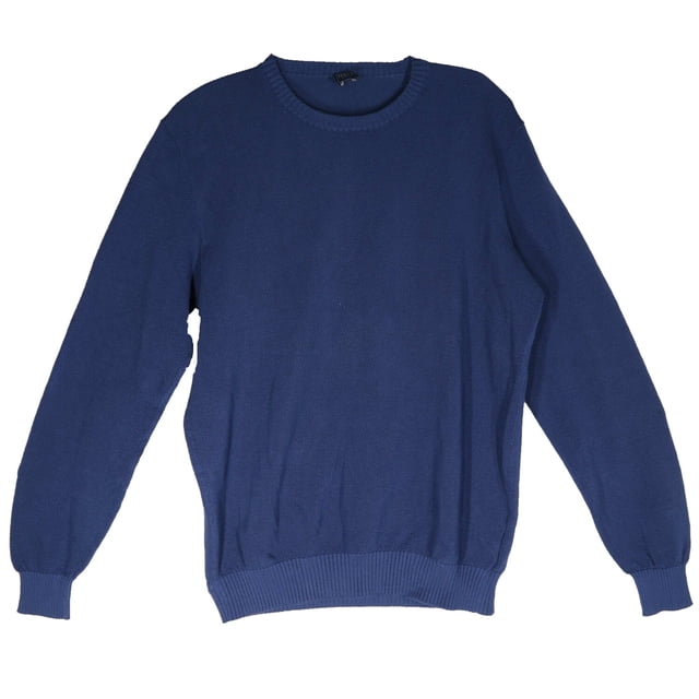 Fedeli Chandail Col Rond en Coton Marine Arg. Bahamas ML. Supima pour Hommes - 44 US / 54 EU