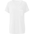 thumbnail image 4 of Womens T Shirts Short Sleeve V Neck Tops Pocket Tee Cute Fit Summer Trendy Soft Casual Tee Tops Comfy Clothes Basic T-Shirt, 4 of 5