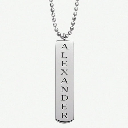 Personalized Planet Stainless Steel Engraved Bar Name Pendant, 20"