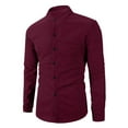 thumbnail image 5 of Krdevn Mens Shirts - Men's Knit Button Down Shirt Long Sleeve Casual Comfortable Loose Fit Stand Collar Top for Autumn Winter Daily Wear,Mens Fall Shirts,Color:Brick Red,Size:3XL, 5 of 5