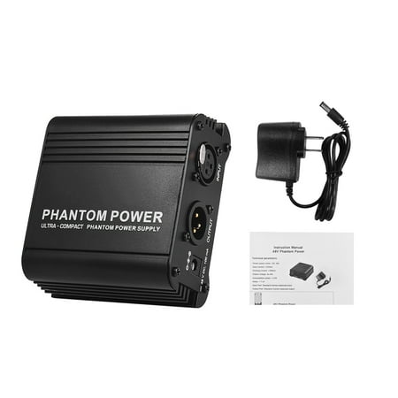 MIXFEER Muslady Ultra-compact Microphone +48V Phantom Power Supply with XLR Input & Output for Condenser Microphone Studio Music Recording