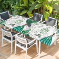 thumbnail image 2 of Happy Birthday Table Cloths for 8 Foot Rectangle Tables, Green Luxury Dress Crown Carriage Flowers Patio Waterproof Elastic Fitted Tablecloths, Washable Rectangular Table Cover for Camping, 2 of 8