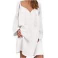 thumbnail image 1 of Vestido de mujer Vintage Casual Vestido con cuello en V Manga larga Suelto con flecos Midi Vestido Pompotops ghjkhdj17320, 1 of 8