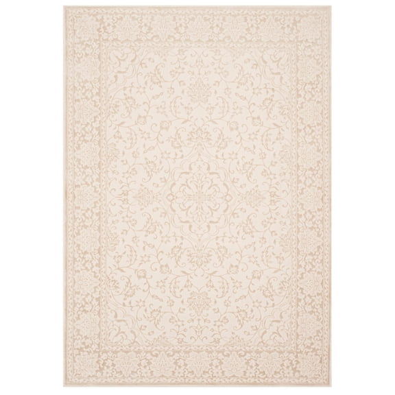 SAFAVIEH Noble Winchester Floral Bordered Area Rug, Light Beige/Cream, 4' x 5'7"