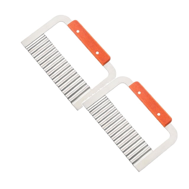 Oleegame 2PC Tomato Slicer And Lemon Slicer Tool Tool Chip Potato Fries Crinkle Fry Chipper Hand Vegetable Wavy Kitchen,Dining & Bar Silver