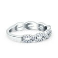 thumbnail image 2 of Simulated Cubic Zirconia Size-8 Half Eternity Infinity Ring Wedding Engagement Band 925 Sterling Silver, 2 of 7