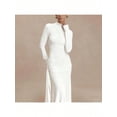 thumbnail image 2 of White Turtleneck Long Sleeve Maxi Dress With Ruched Waist, 2 of 7
