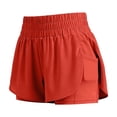 thumbnail image 6 of Mnuaqn Women's Athletic Shorts High Waisted Running Short Pocket 2.5" Sporty Shorts Gym Workout Shorts (Red, L), 6 of 9