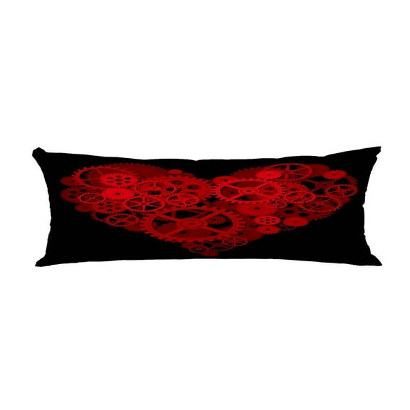 ECZJNT Red Heart shape consist gears Pillow Cover Body Pillowcase Pillow Protector 20x60 Inch