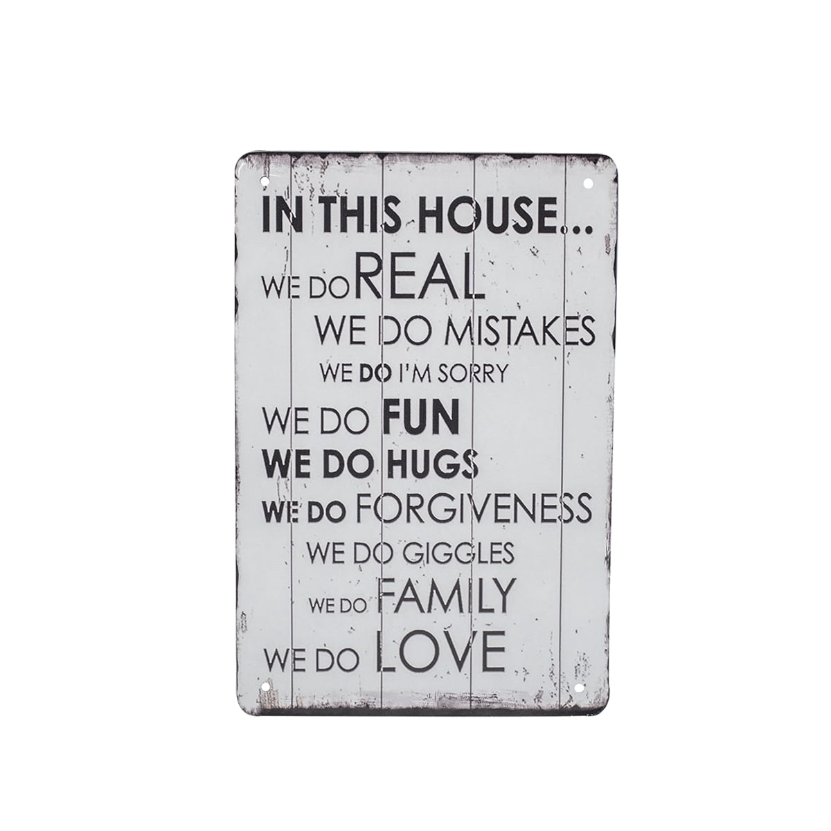 Retro In This House We Do Real Navy & White Metal Wall Sign Love Family Rules