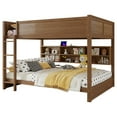 thumbnail image 5 of Mirightone Queen over Queen Bunk Bed,Wood Bunk Beds with Storage Bookcase & Charging Station Wheat, 5 of 8