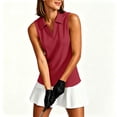 thumbnail image 3 of V-Neck Collared Golf Tank Top for Women Solid Color UPF 50+ Sun Protection Breathable Sport Top for Tennis Running S-3XL Plus Size, 3 of 9