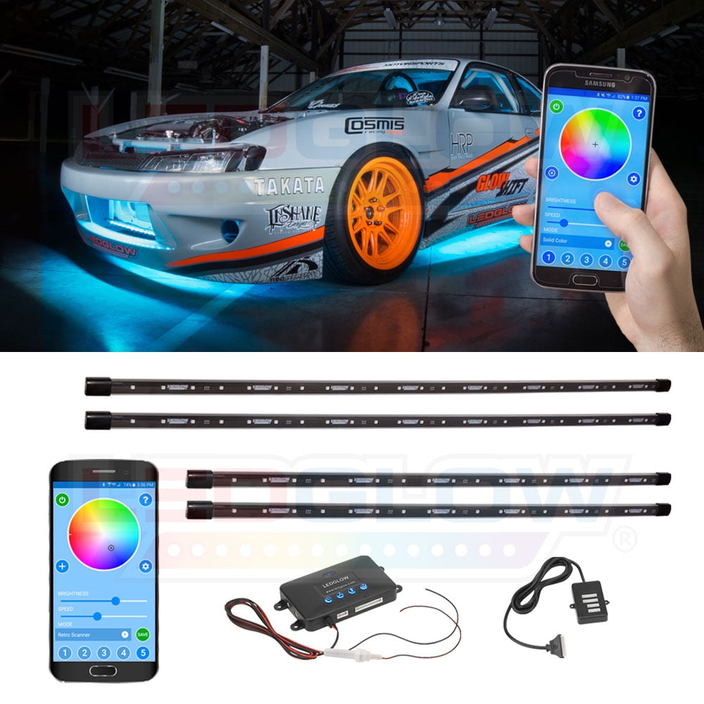 LEDGlow 4pc Million Color SMD LED Underbody Lighting Kit with