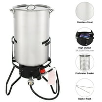 SamyoHome 50qt Turkey Fryer Pot Stainless Steel Turkey Fryer Boil Propane 54000BTU with Thermomete,Inject