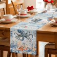 thumbnail image 5 of Octopus Coastal Table Runner 70 Inches, Summer Beach Coral Starfish Blue Grey Bed Runner Dresser Scarves Tabletop for Indoor Outdoor Parties/Ceremony/Banquet, 13" x 70", 5 of 9