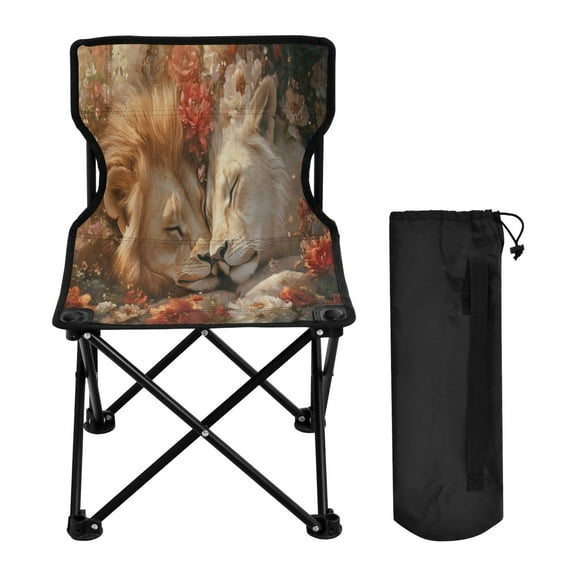 YAZAOO Camping Chairs Modern Lions Resting Flowers Pattern Folding chair