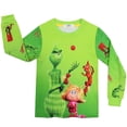 thumbnail image 3 of Conjunto de pijamas con estampado de Grinch navideño para niños y niñas, ropa de Navidad, ropa de dormir, regalos para 4-9 años, 3 of 4
