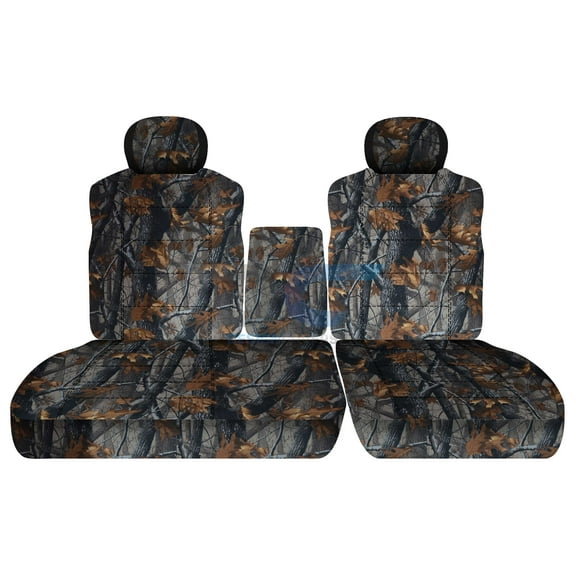 Fits 2001-2003 Ford F-150 Seat Covers 40/60 Front Bench opening Console, Headrests:Gray Real Tree