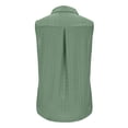 thumbnail image 4 of Womens Sleeveless Half Zip Collared Shirt Top Textured Eyelet Knit Breathable Casual Summer Blouse with Curved Hem Green,Size L, 4 of 9