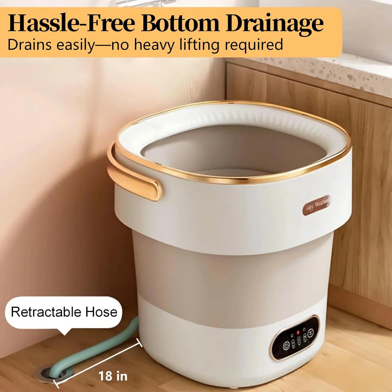 Portable Washing Machine with Spin Basket, Upgraded 16L Foldable Mini Washer【5-Min Wash・3-Min Spin・1-Year Manufacturer Warranty】Small Washing Machine for Travel, Dorms, RVs, Camping (Gray)