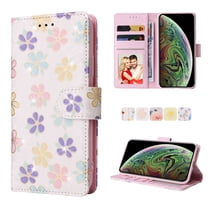 Dteck Leather Wallet Case for iPhone XS Max Stylish Flower Floral Butterfly Pattern,Kickstand Card Slots Handstrap Folding Shockproof Durable Case for Girls Women For iPhone XS Max,C