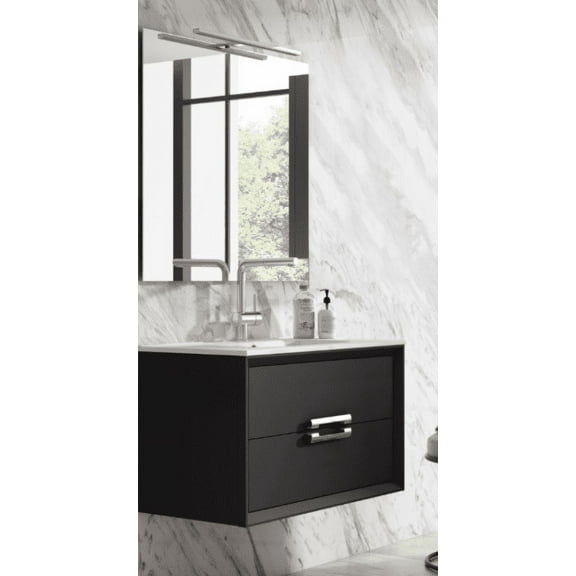 Lucenda Bath Triador 24" Black Vanity with single hole white ceramic top