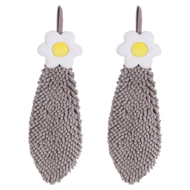 Paquete de 2 toallas de mano colgantes suaves de chenilla, absorbentes, para cocina y baño