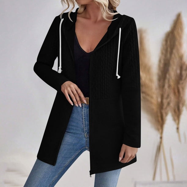 Abrigo y chaquetas informales con capucha y manga larga para mujer Abrigo/chaqueta informal con capucha y múltiples bolsillos para mujer Top de PU para mujer