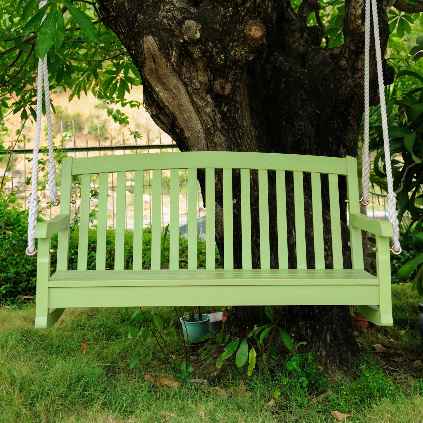 International Caravan Chelsea 4 ft. Painted Acacia Porch Swing with Curved Back