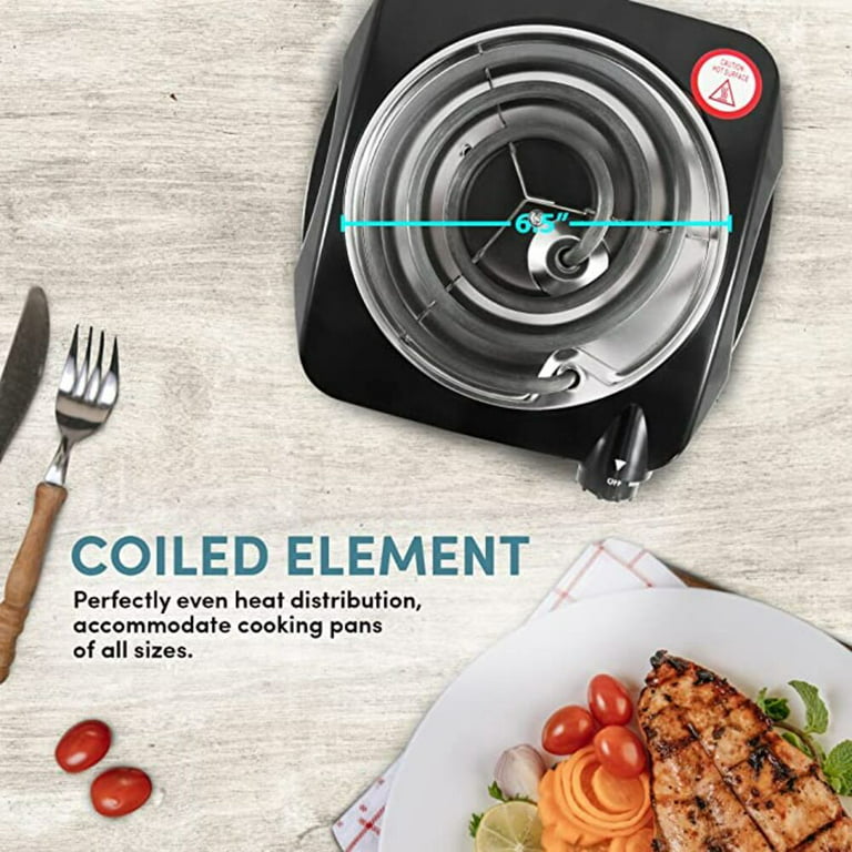 Elite Gourmet Single Coiled Electric Burner Hot Plate, Black