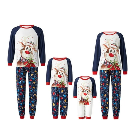 

JBEELATE Family Pajama Christmas Matching Set Elk Printed Plaid Sleepwear for Mom Dad Kids Baby