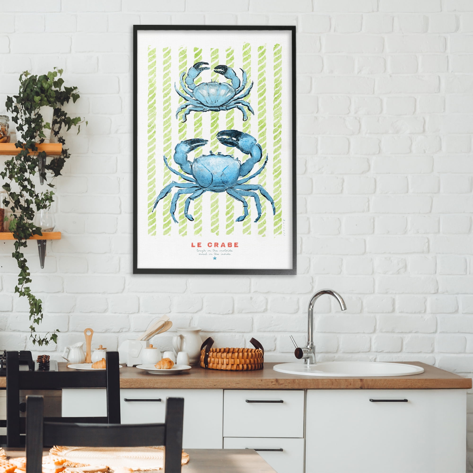 Stupell Industries Modern Bistro Crabs Black Framed Giclee Art, design by Chad Barrett