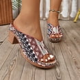 thumbnail image 2 of Heeled Sandals for Women Vintage Print Open Toe Mules Casual Slip on Summer Backless Heels Comfortable Orthopedic Shoes Blue Size 9.5, 2 of 6