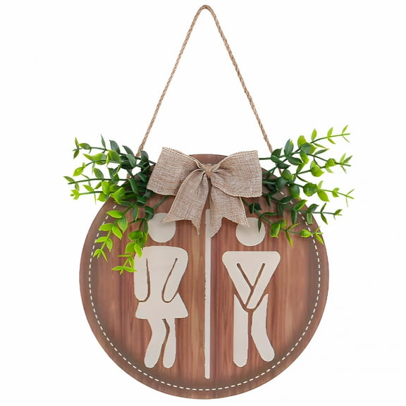 LAMIRO Rustic Toilet Sign,bathroom signs,bathroom signs decor,Wooden Toilet Sign Wall Decor for Door Farmhouse Bathroom