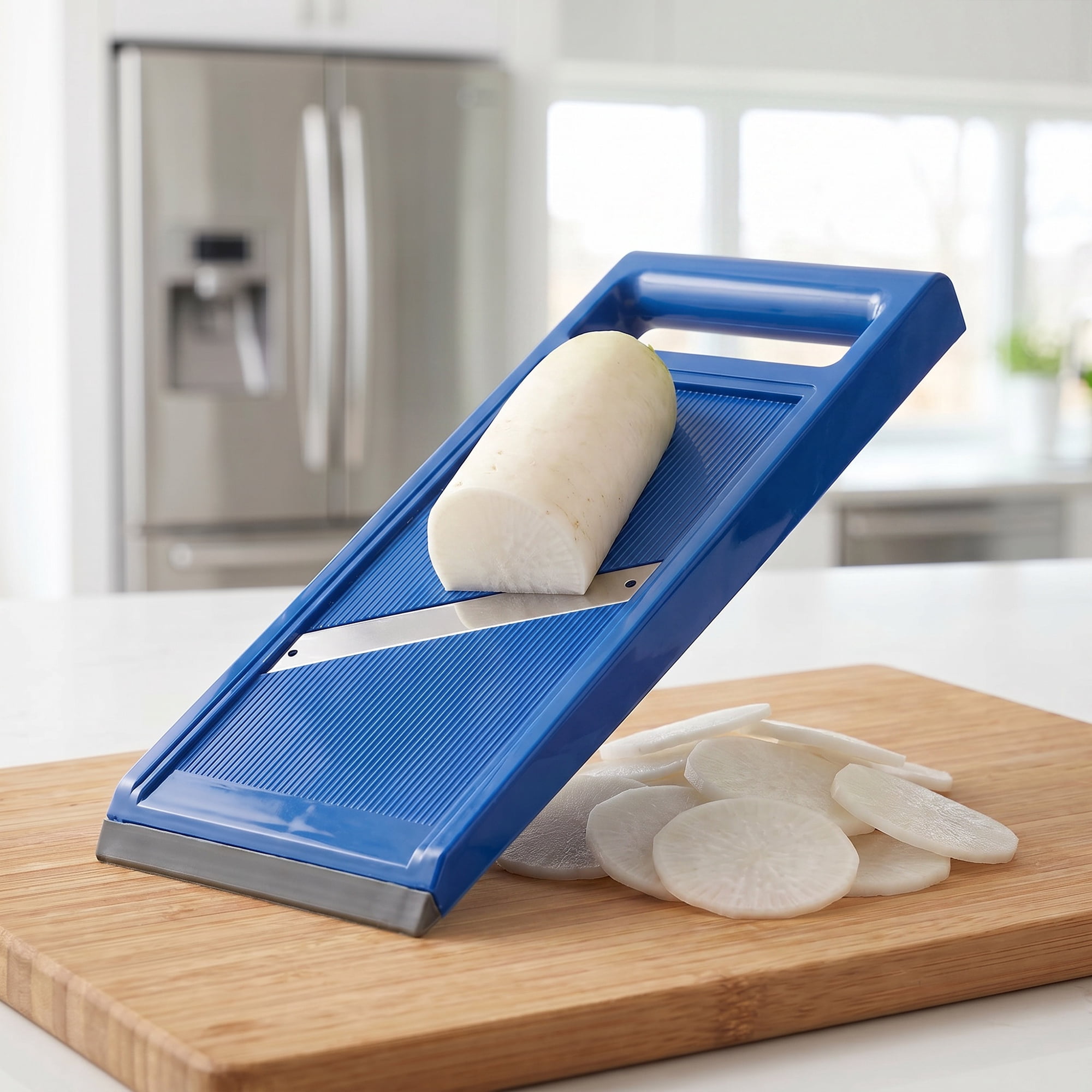 Mandoline Slicer for Kitchen, Vegetable Chopper Multifunctional Cutter for Potato Onion Blue 10.8" x 4.2"
