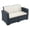 Gray, variant on Luxury Commercial Living 55" Gray Outdoor Patio Loveseat with Natural Beige Sunbrella Cushion