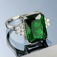 thumbnail image 3 of EOEMY 5Ct Square Cut Green Zircon Ring Band 925 Silver Women'S Wedding Ring Size 6-10, 3 of 5