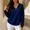 thumbnail image 4 of Perfectbot Women Waffle Knit Henley Hoodie, Long Sleeve Drawstring Pullover Fall Casual Sweatshirt, 4 of 6