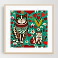 thumbnail image 2 of Pop art cats - Illustration Cat Floral Pattern Modern Art Whimsical Animal Unframed Wall Art Print 16 x 16 inches, 2 of 9