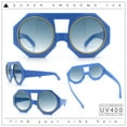 thumbnail image 2 of Circle Lens Victorian Octagon Flat Top Geometric Thick Plastic Sunglasses Blue - Smoke, 2 of 8