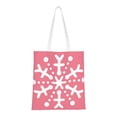 thumbnail image 1 of YFYANG Reusable Cotton Canvas Tote Shopping Bag, Pink Snowflake Pattern Washable Portable Grocery Bag for Daily Travel, 1 of 6