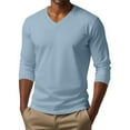 thumbnail image 6 of Felirenzacia Men's V Neck Sweatshirt, Casual Lightweight Cotton Long Sleeve Pullover Shirt Top,Light Blue,L, 6 of 6