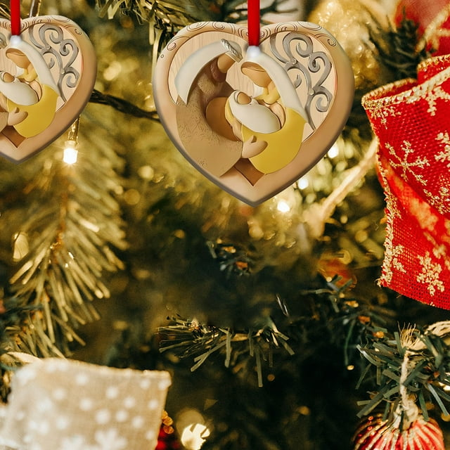 Fiudx Liquidación de ofertas flash 2024 Decoraciones navideñas Natividad Acrílico Impreso Decorativo Memorial Colgante de pared Colgante de Navidad Decoraciones colgantes de acrílico navideñas