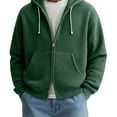 thumbnail image 2 of yuCgh Men's Waffle Knit Hoodie Coat, Double Zipper Front Closure, Casual Pullover Jacket with Hood for Fall Winter Layering & Street Style,Army Green,L, 2 of 5