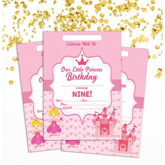 Darling Souvenir Pink Birthday Invitation Card Printable Elegant Fill or Write In Blank Party Invites 28 Pcs 5 x 7 Inches