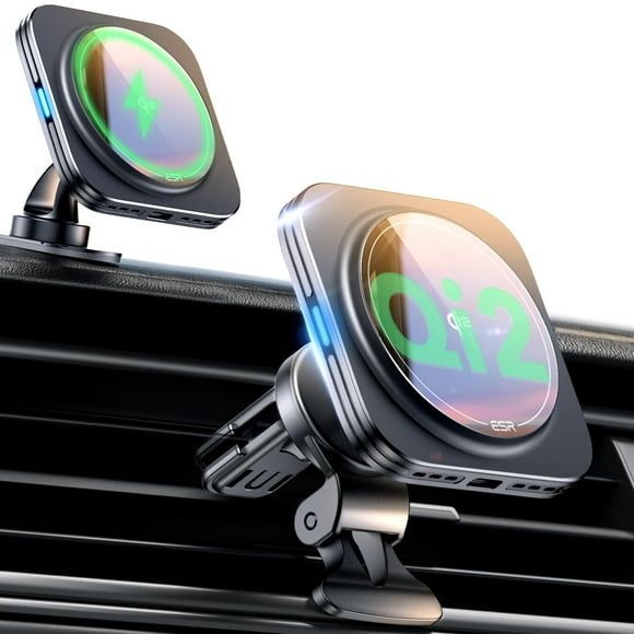 Cargador ESR de montaje en coche para iPhone Qi2 MagSafe de 15 W, color negro