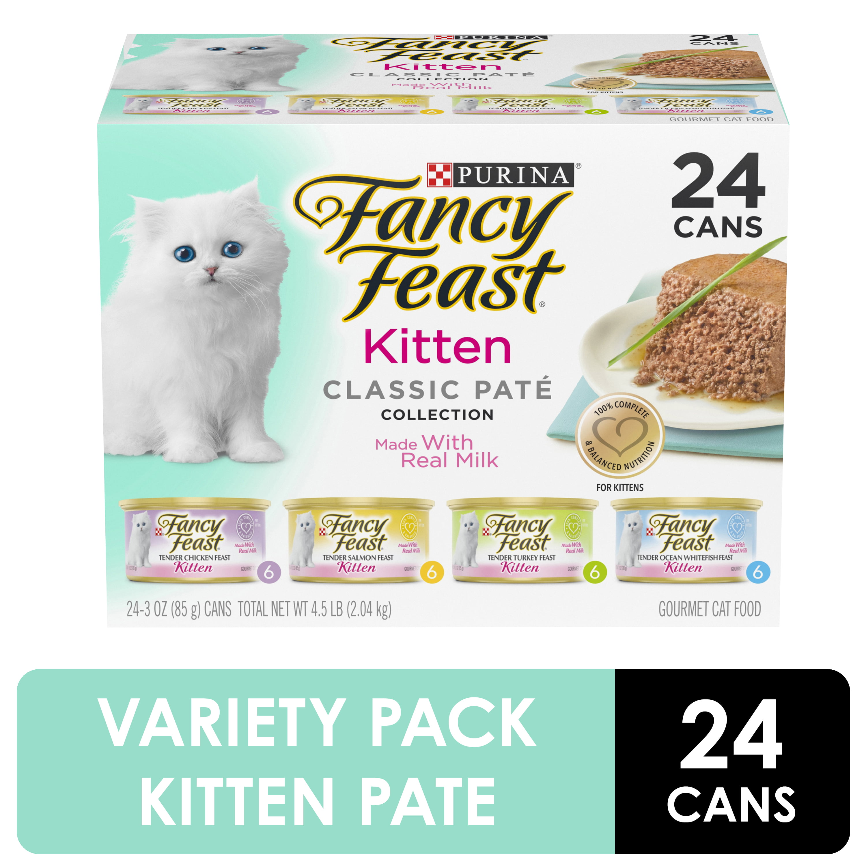 (24 Pack) Fancy Feast Grain Free Pate Wet Kitten Food Variety Pack